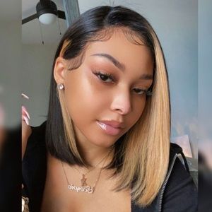 Honey Brown & Black Bob Highlight Lace Front Wig